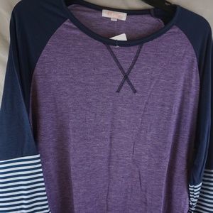 Bhome Maternity Colorblock Baseball Longsleeve Tee Purple XLarge NWTags
